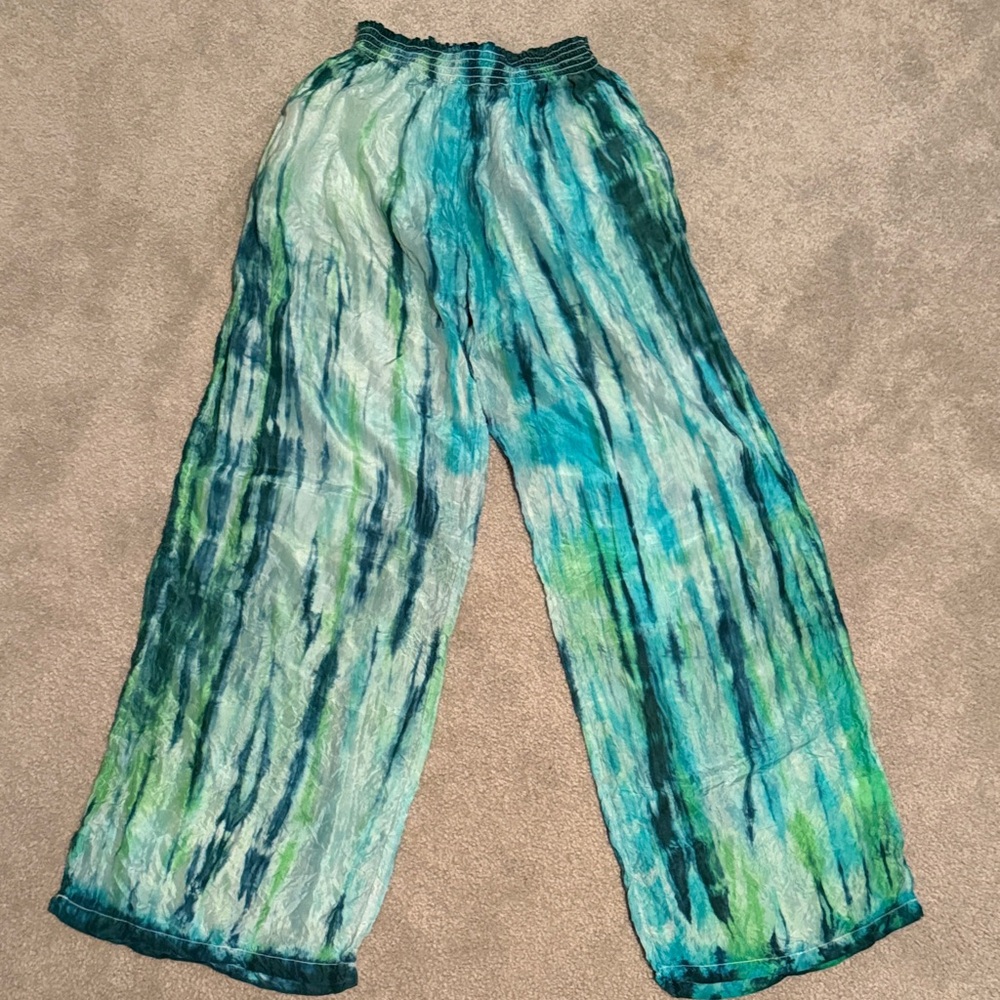 Tie-Dye Wide-Leg silk Pants